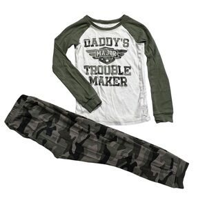 The Children's Place White and Green Pajama Set